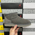 UGG Classic Ultra Mini Boot – Suede Ankle Boot with Shearling Lining, Herringbone Collar & Tonal Lug Sole in Grey