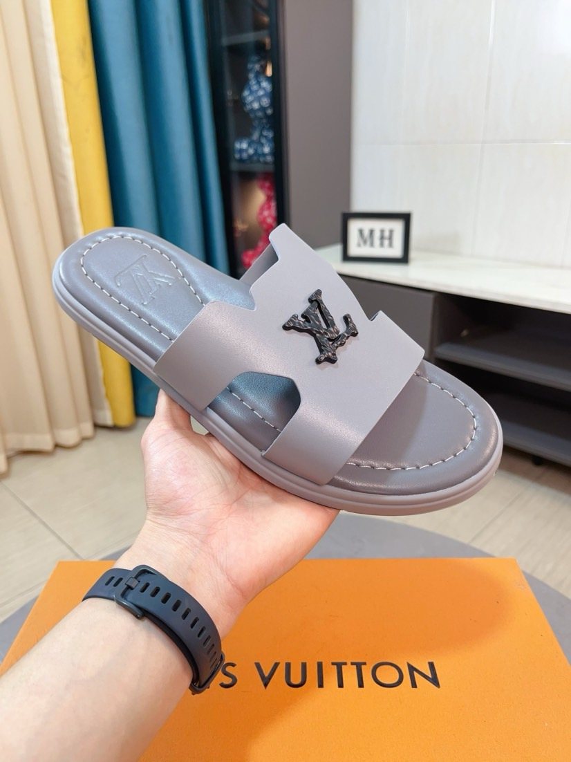Louis Vuitton Embossed Men's Slide Sandals - Textured Outsole